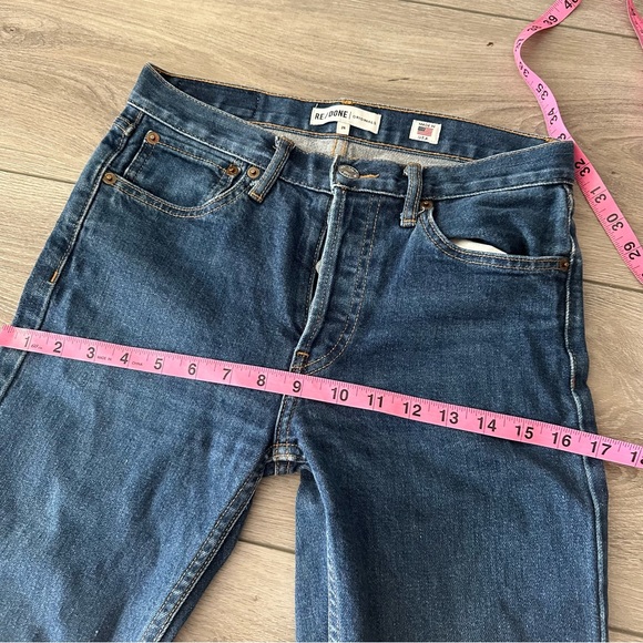 RE/DONE Originals Women's High Rise Ankle Crop Jeans in Rinse Button Fly - Picture 7 of 10